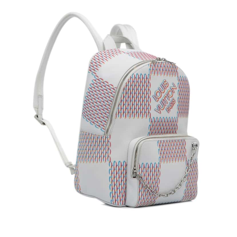 Louis Vuitton Damier Spray Racer Backpack White Leather Good condition - Back View