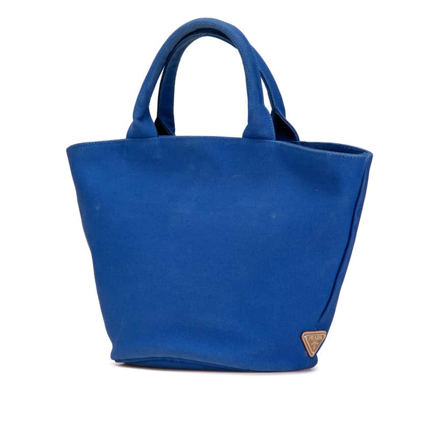 Prada Canvas Canapa Logo Satchel Blue Canvas Good condition - Back View