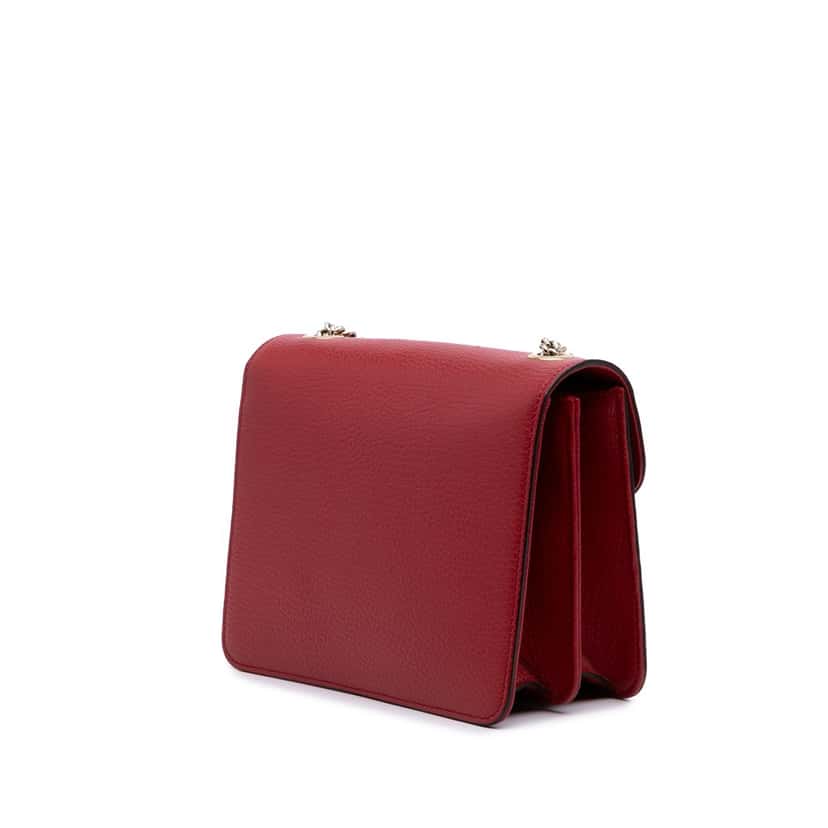 Gucci Small Dollar Calfskin Interlocking G Crossbody Red Leather Good condition - Back View