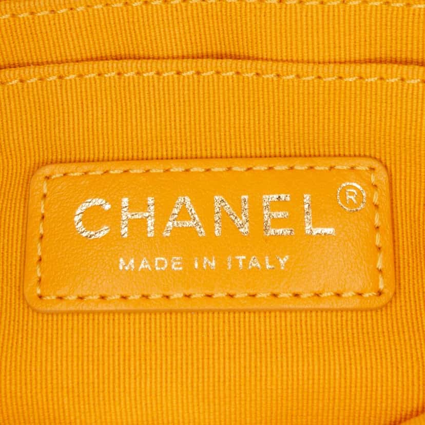 Chanel Mini Square Velvet Camellia Embossed Flap Yellow Velvet Good condition - Box View