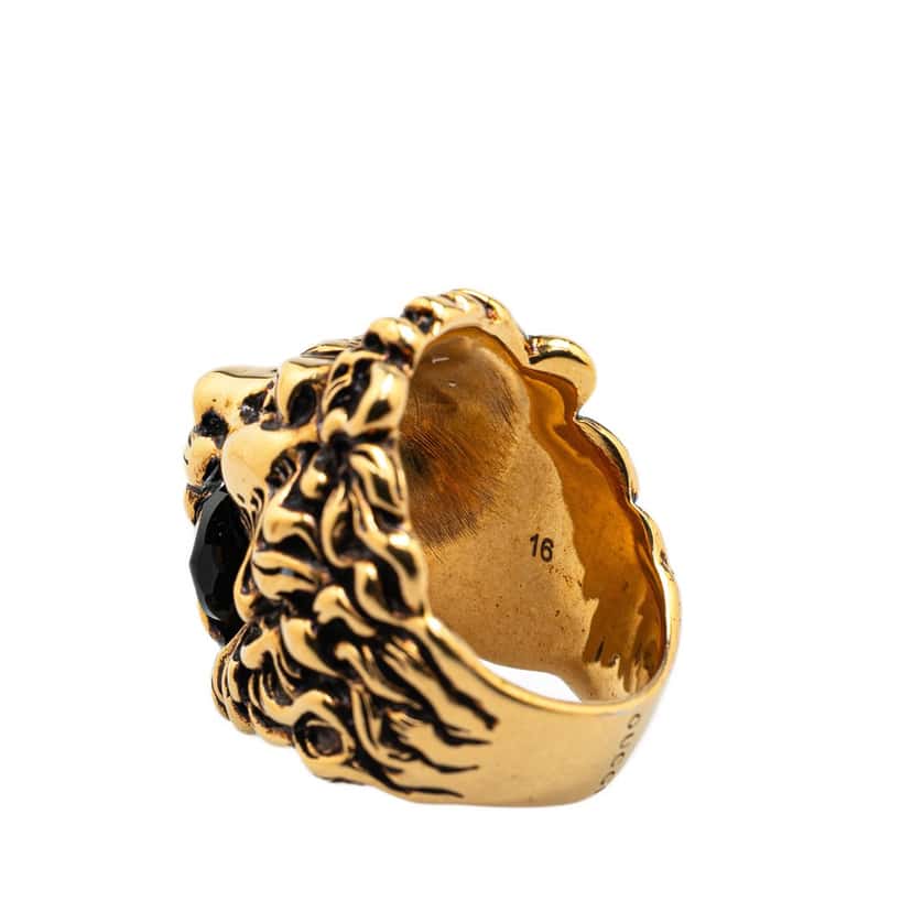 Gucci Gold Plated Lion Head Ring Gold Metal Good condition - Box View
