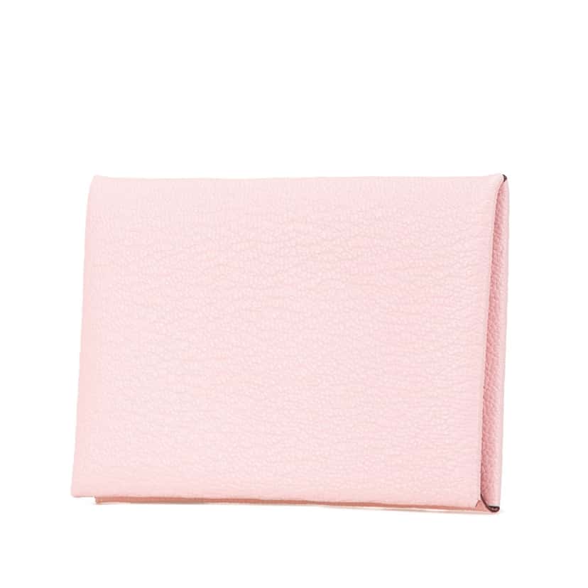 Hermès Chevre Mysore Calvi Duo Card Holder Pink Leather Good condition - Back View