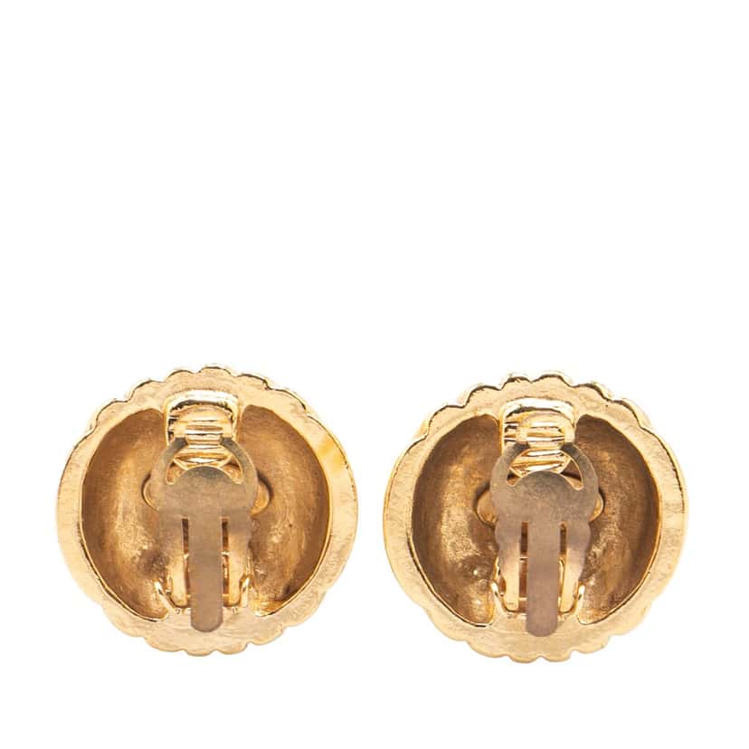 Chanel Gold Plated CC Dome Clip On Earrings Gold Metal Good condition - Back View