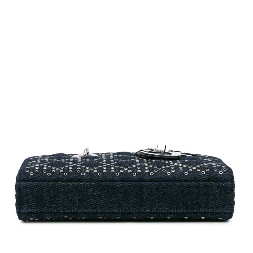 Dior Medium Denim Cannage Eyelet Lady D Joy Blue Denim Very good condition - Inside View