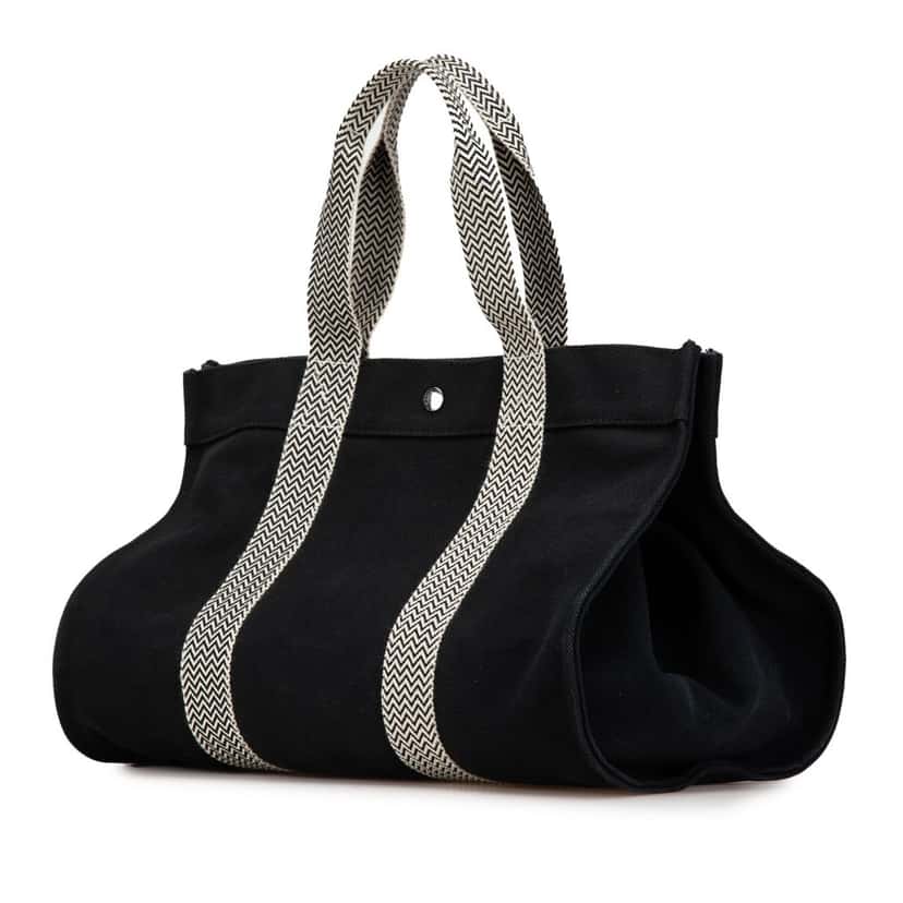 Hermès Toile Cannes MM Black Canvas Good condition - Back View