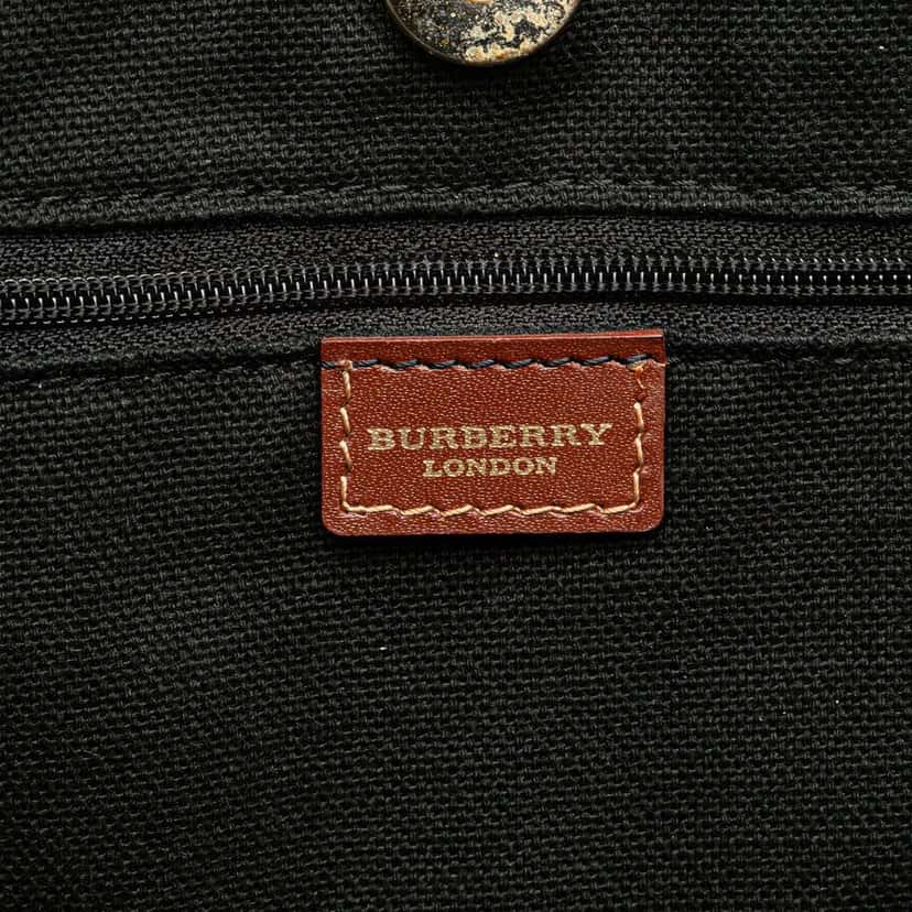 Burberry Haymarket Check Coated Canvas Tote Brown Canvas Good condition - Box View