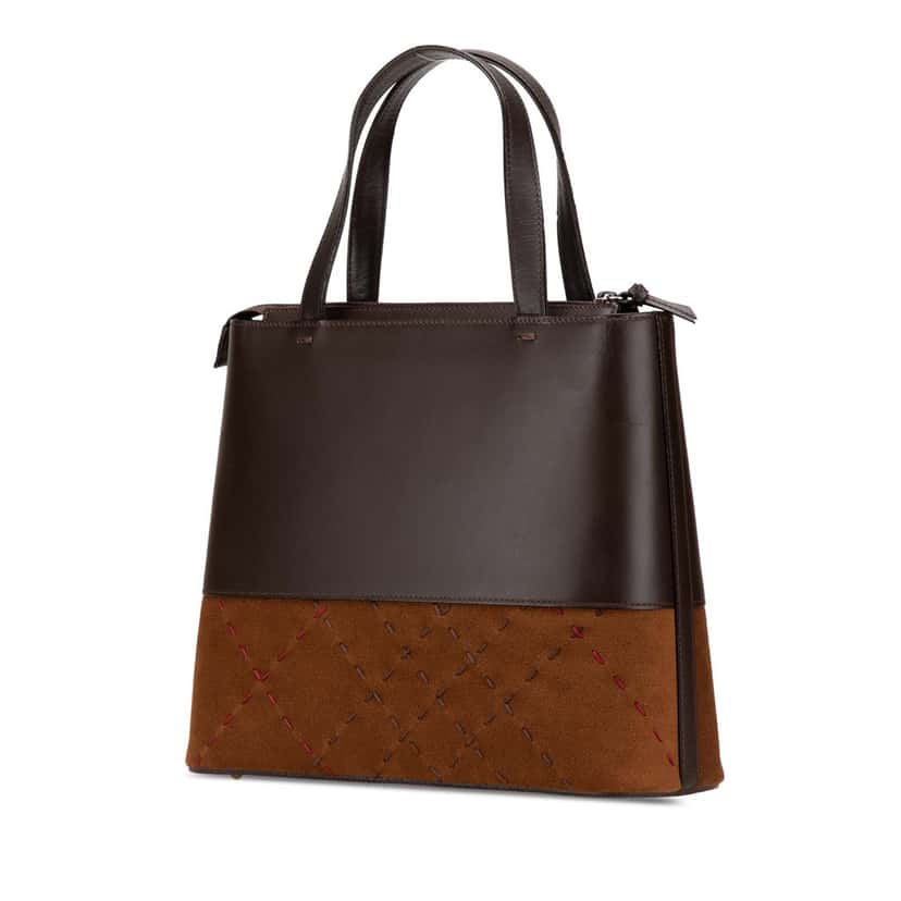 Burberry Leather and Suede Stitch Tote Brown Leather Good condition - Back View