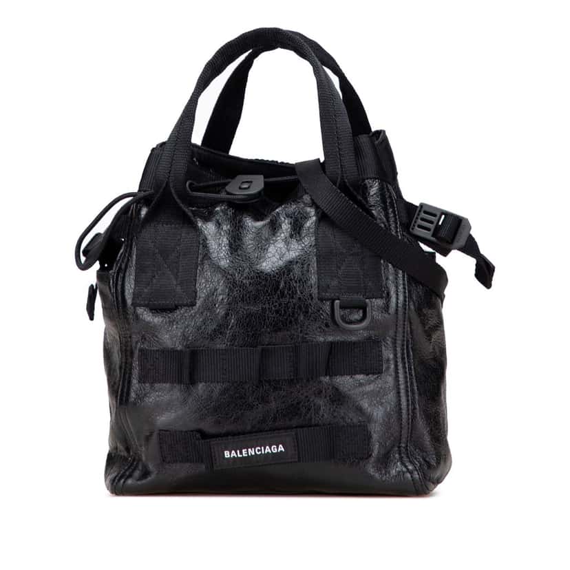 Balenciaga Small Lambskin Arena Army Tote Black Leather Good condition - Front View