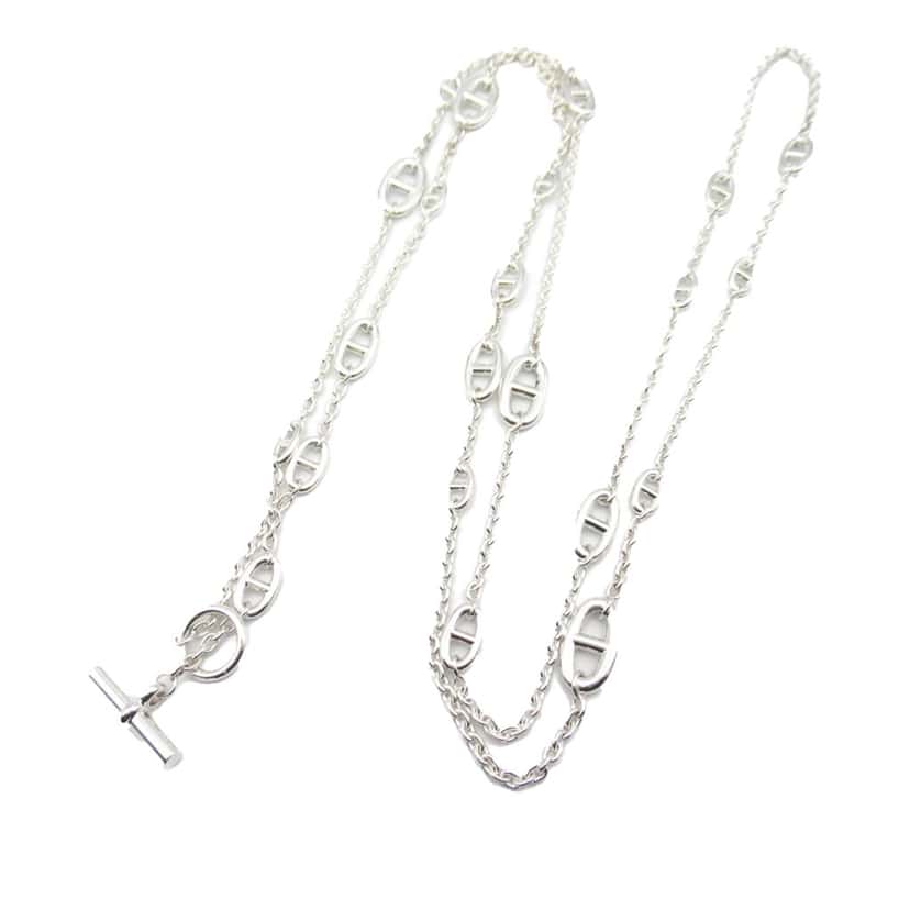 Hermès Sterling Silver Chain d'Ancre Farandole Necklace Silver Silver Good condition - Front View