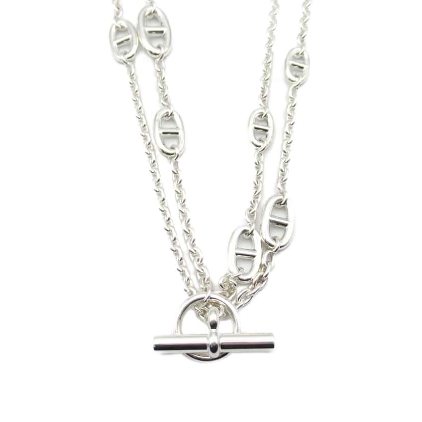 Hermès Sterling Silver Chain d'Ancre Farandole Necklace Silver Silver Good condition - Back View