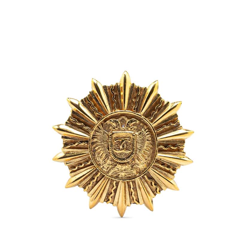 Chanel Gold Plated Sunburst Brooch Gold Metal Good condition - Front View