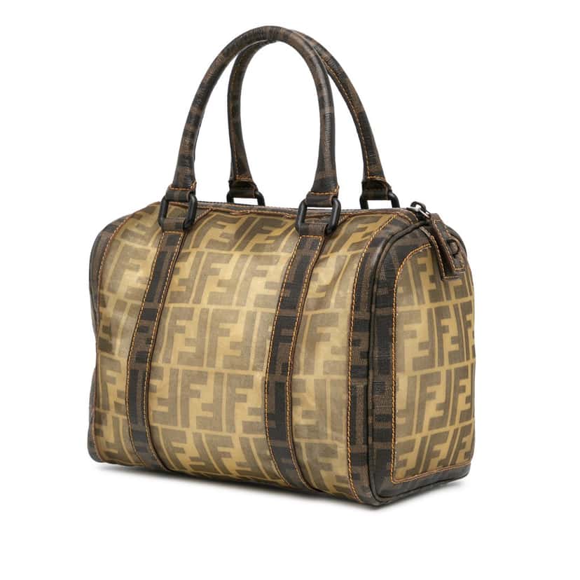 Fendi Zucca Mesh Boston Bag Brown Polyester Good condition - Back View