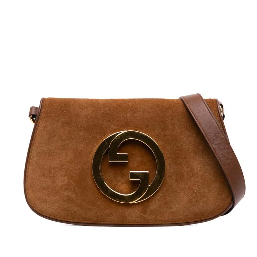 Gucci Small Suede Blondie Satchel Brown Leather Good condition - Front View
