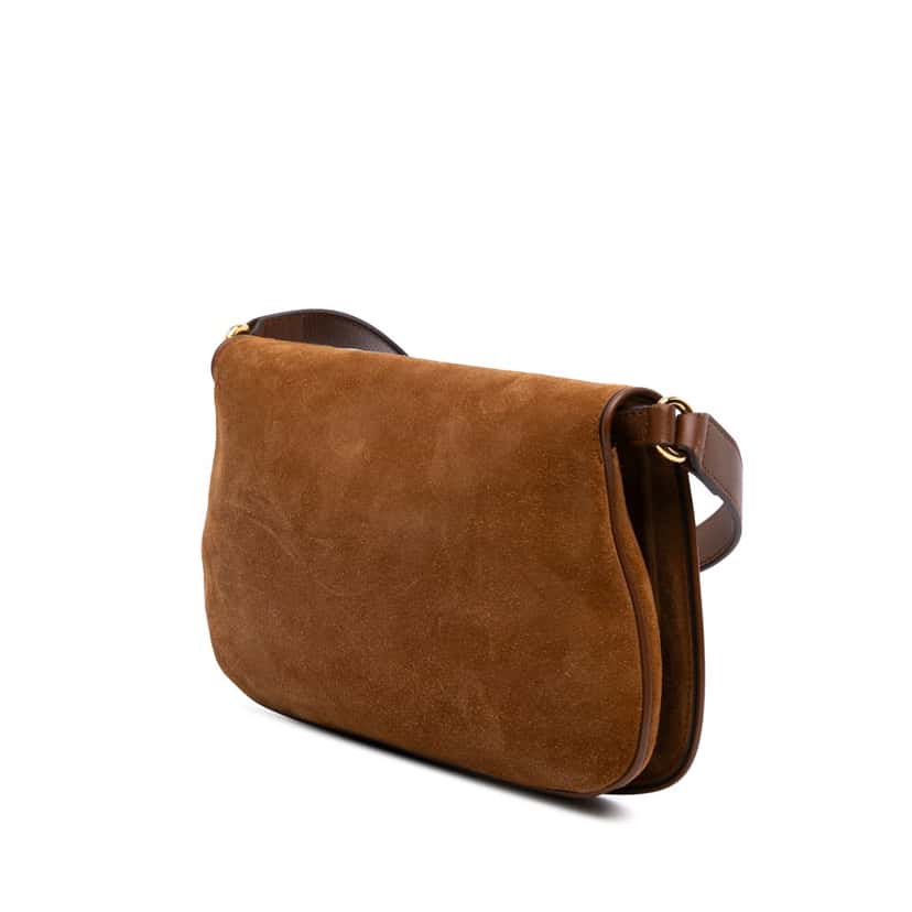Gucci Small Suede Blondie Satchel Brown Leather Good condition - Back View