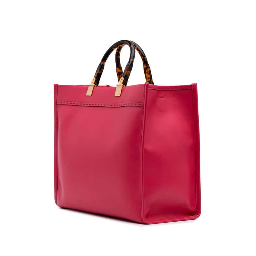 Fendi Medium Leather Sunshine Shopper Tote Pink Leather Good condition - Back View