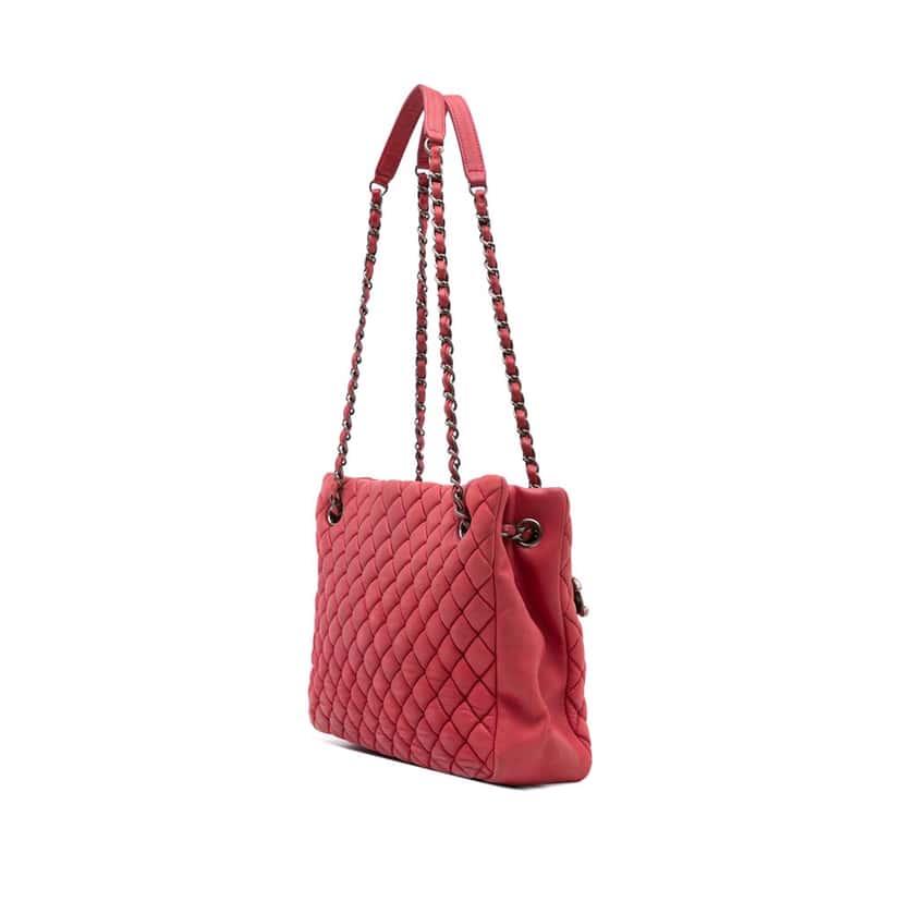Chanel Quilted Iridescent Calfskin New Bubble Tote Pink Leather Good condition - Back View