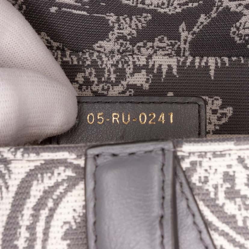 Dior Canvas Reverse Embroidered Toile De Jouy Saddle Bag Grey Canvas Good condition - Box View