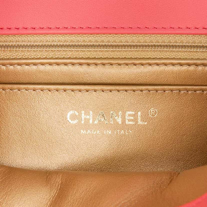 Chanel Mini Rectangular Classic Lambskin Pearl Crush Single Flap Pink Leather Good condition - Box View