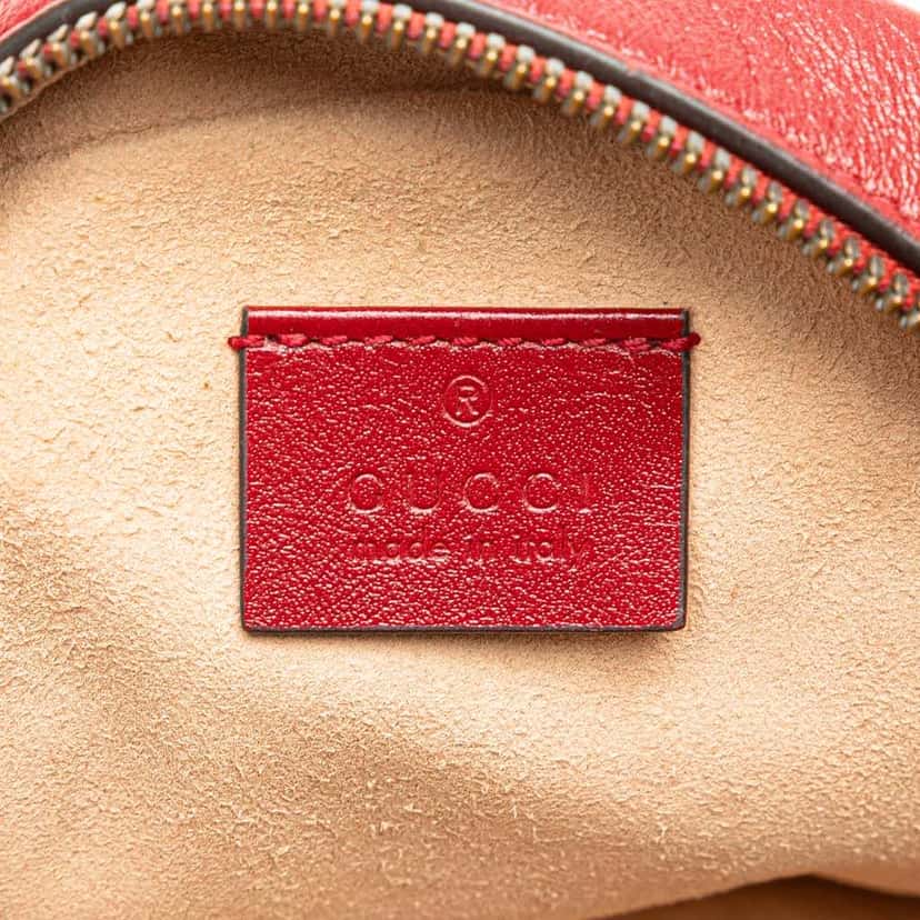 Gucci Mini GG Marmont Matelasse Leather Round Crossbody Red Leather Good condition - Box View