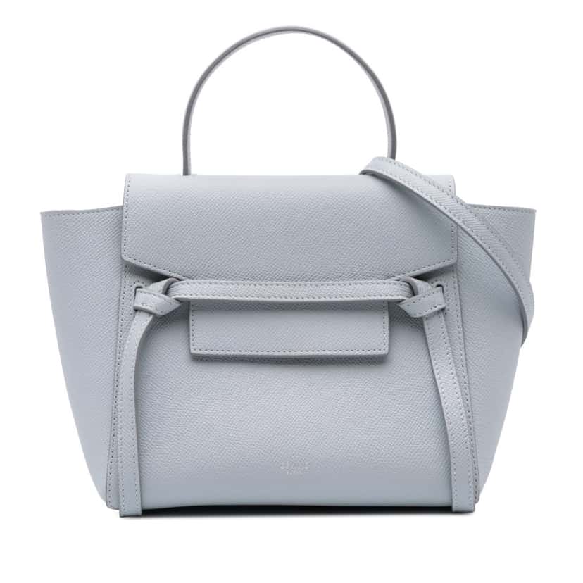 Celine Nano Grained Calfskin Belt Bag Grey Leather Good condition - Front View