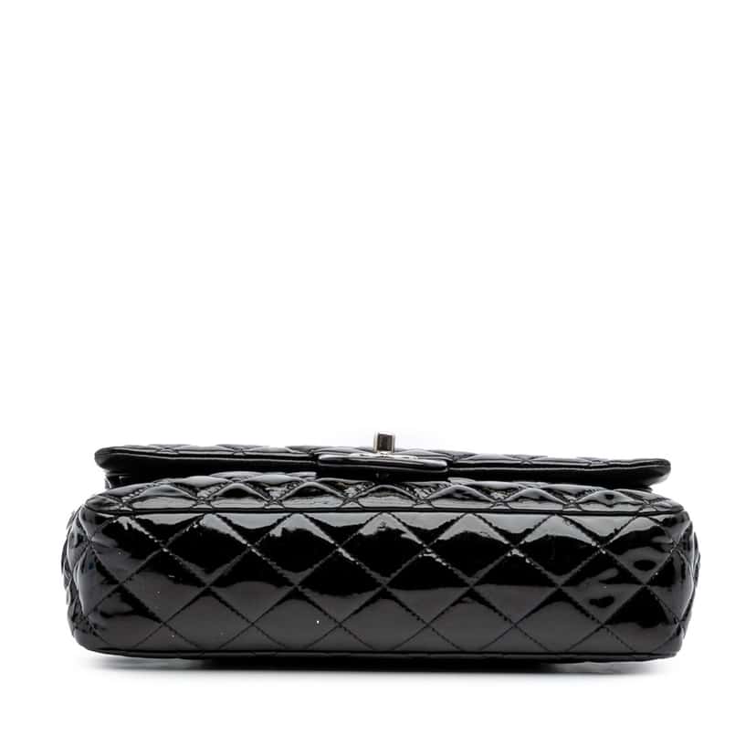 Chanel Medium Classic Patent Double Flap Black Leather Good condition - Inside View