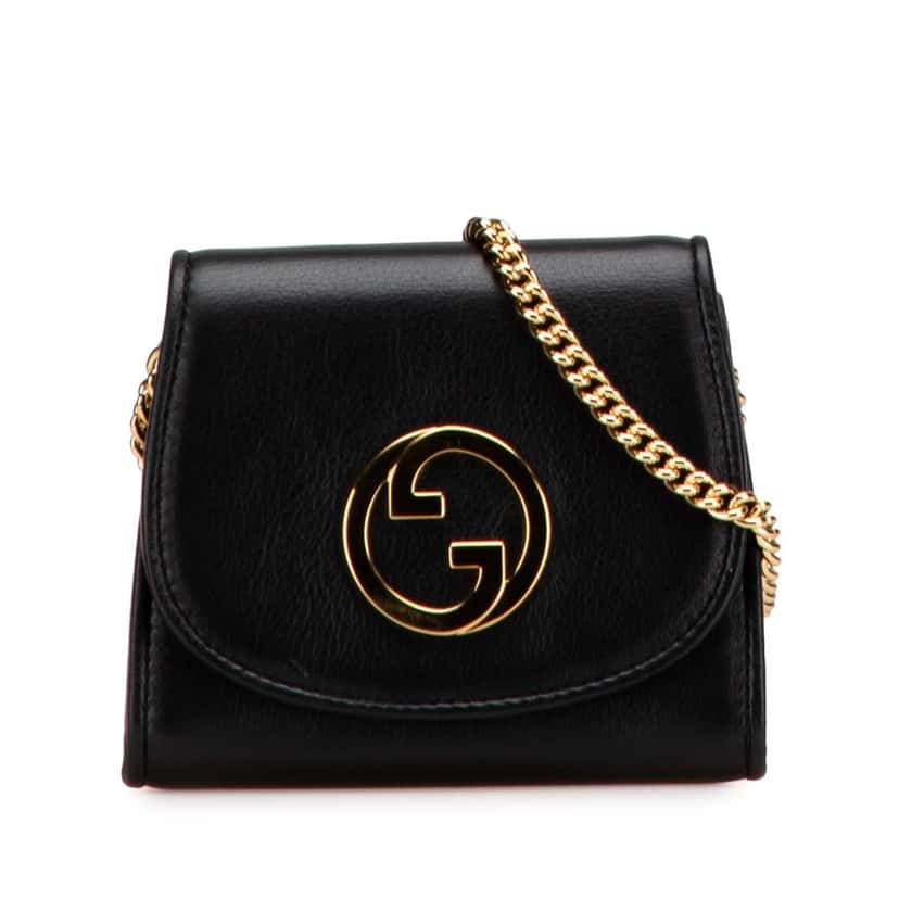 Gucci Medium Calfskin Blondie Wallet on Chain Black Leather Good condition - Front View