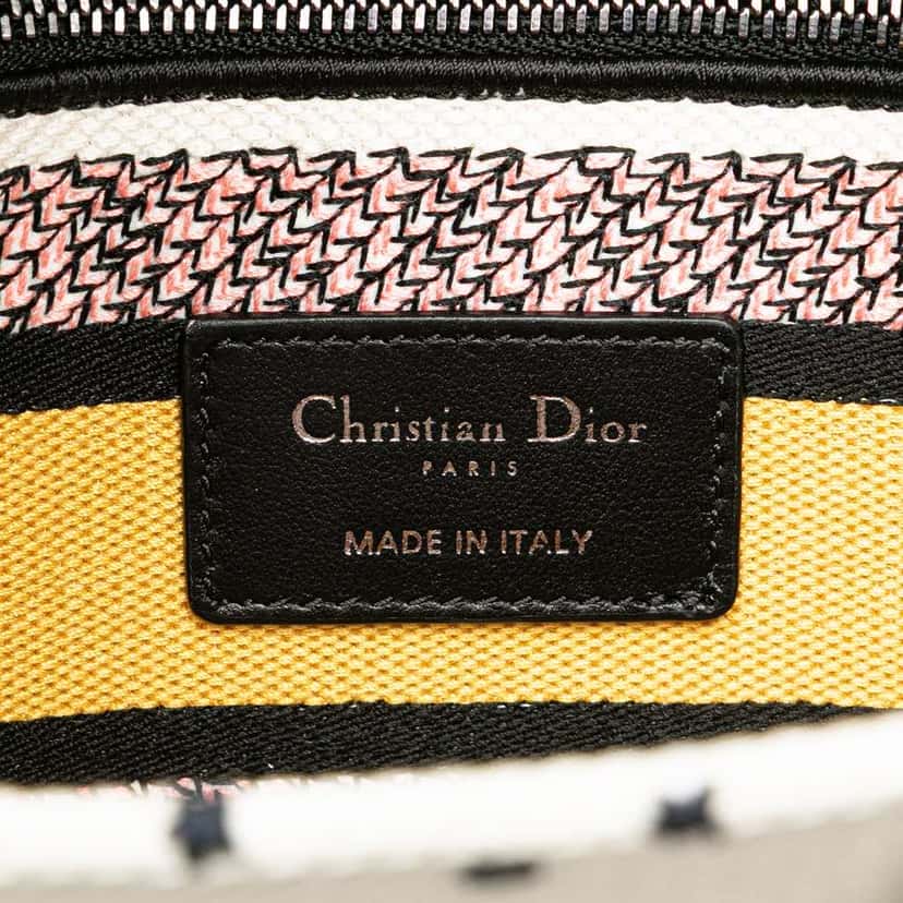 Dior Medium Canvas Embroidered Ciel De Reve Lady D Lite White Canvas Good condition - Box View