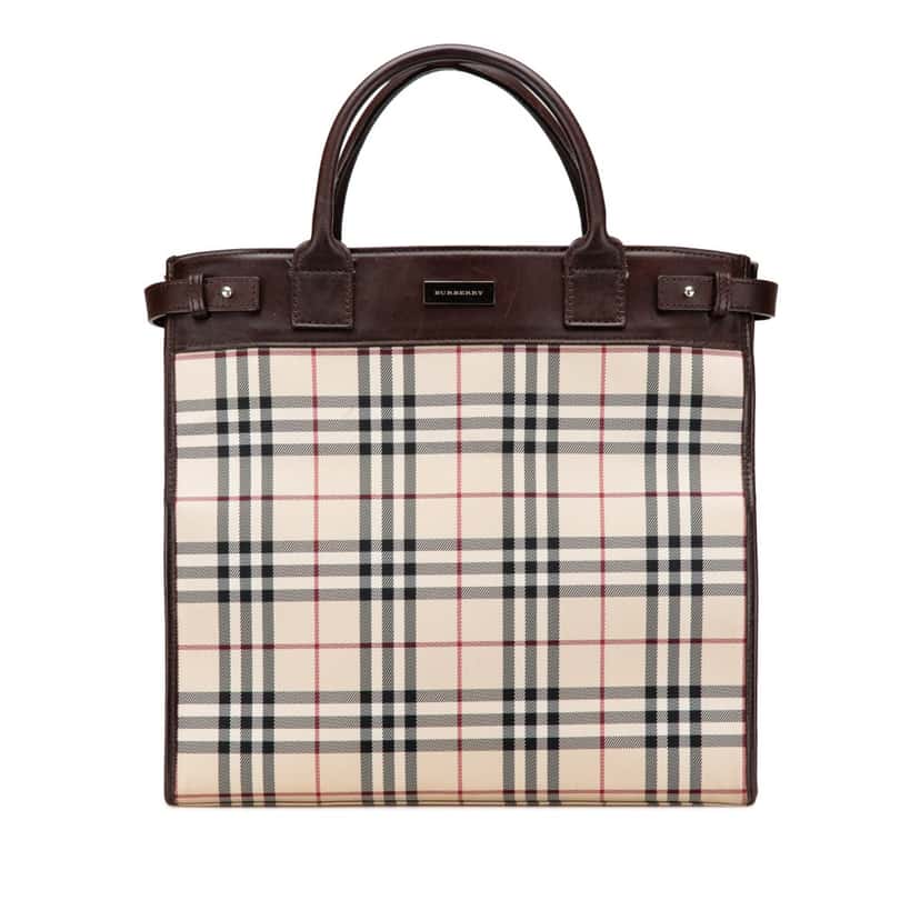 Burberry House Check Canvas Tote Brown Canvas Good condition - Front View