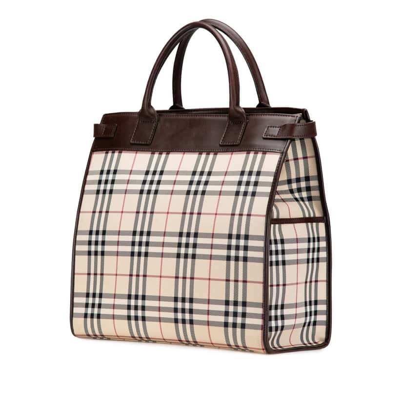 Burberry House Check Canvas Tote Brown Canvas Good condition - Back View