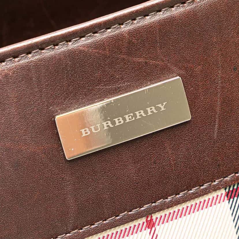 Burberry House Check Canvas Tote Brown Canvas Good condition - Box View