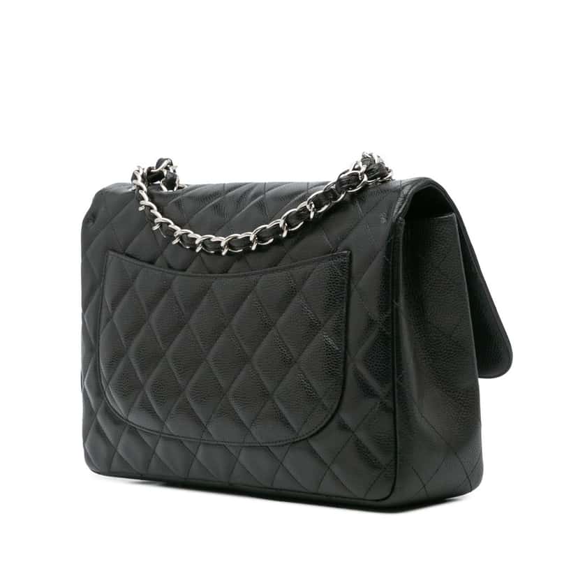 Chanel Jumbo Classic Caviar Single Flap Black Leather Good condition - Back View