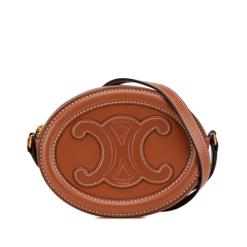 Celine Small Calfskin Cuir Triomphe Oval Crossbody Brown Leather Good condition - Front View