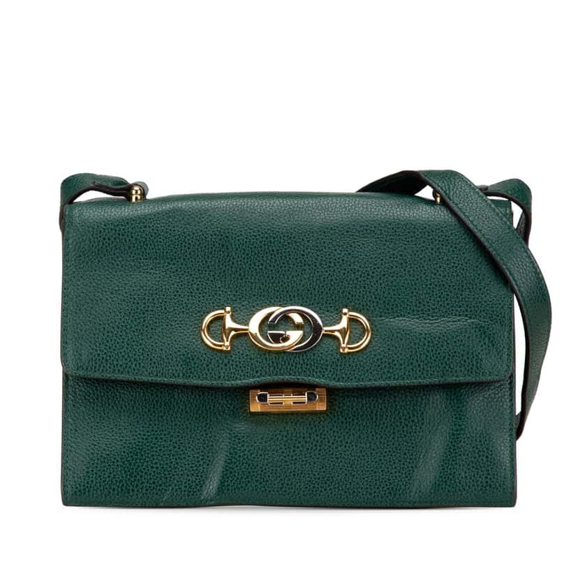Gucci Small Leather Zumi Flap Crossbody Green Leather Good condition - Front View