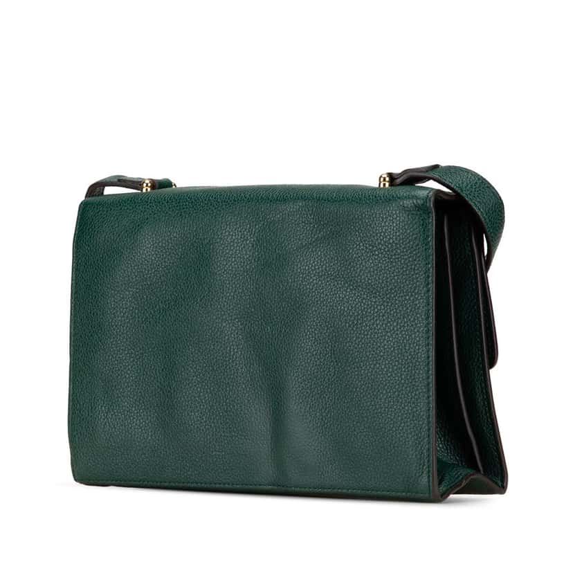 Gucci Small Leather Zumi Flap Crossbody Green Leather Good condition - Back View