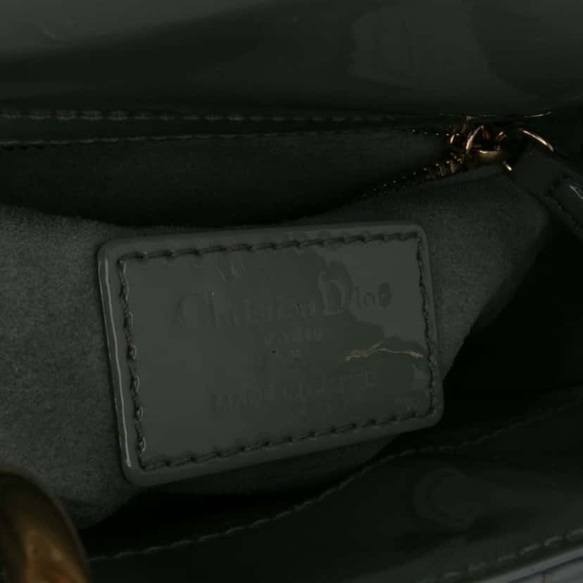 Dior Mini Patent Cannage Lady Dior Grey Leather Good condition - Box View