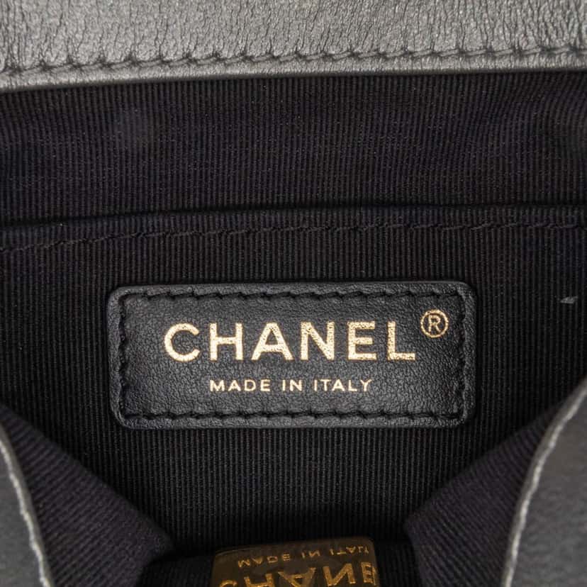 Chanel Mini Quilted Lambskin Side Note Flap Silver Leather Good condition - Box View