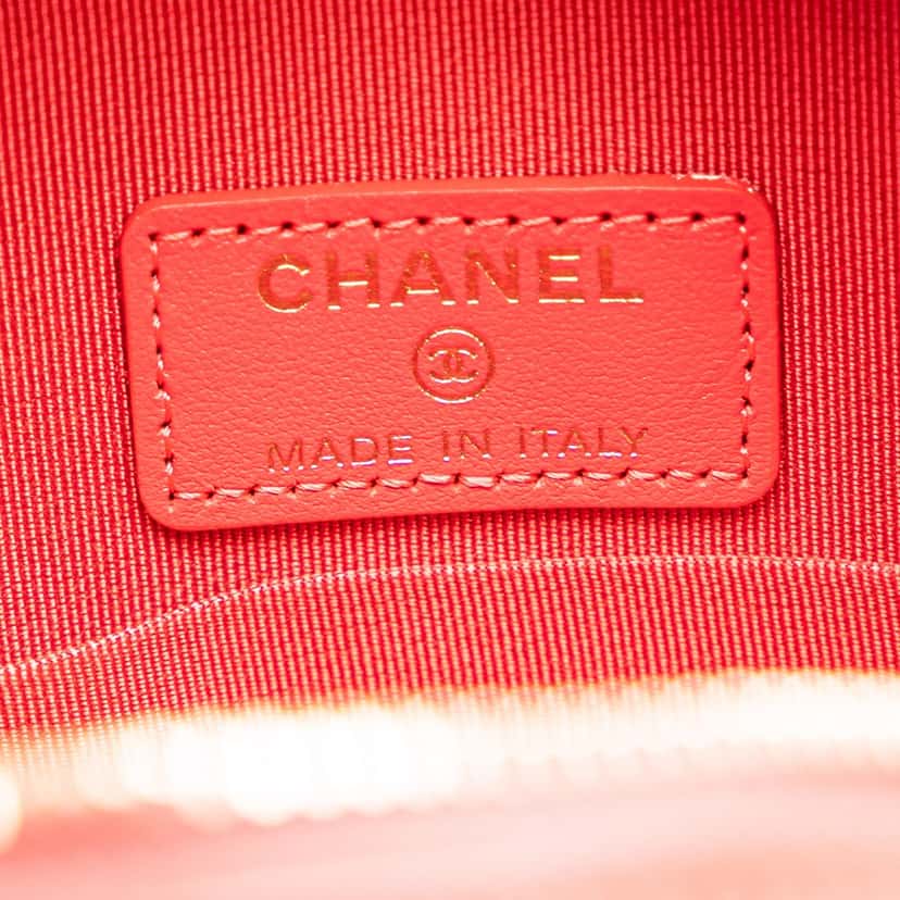 Chanel Quilted Caviar Round Clutch With Chain Red Leather Good condition - Box View