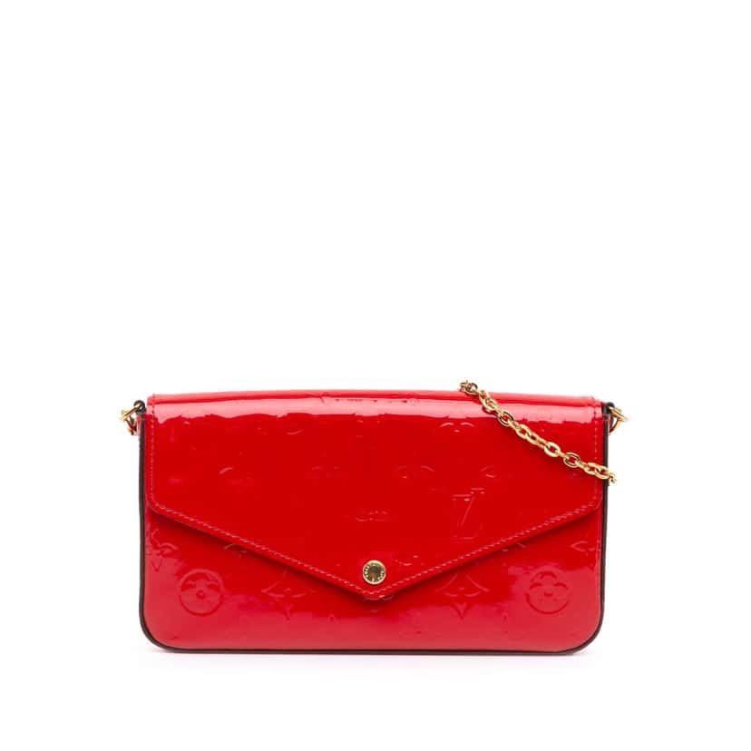 Louis Vuitton Monogram Vernis Pochette Felicie Red Leather Good condition - Front View