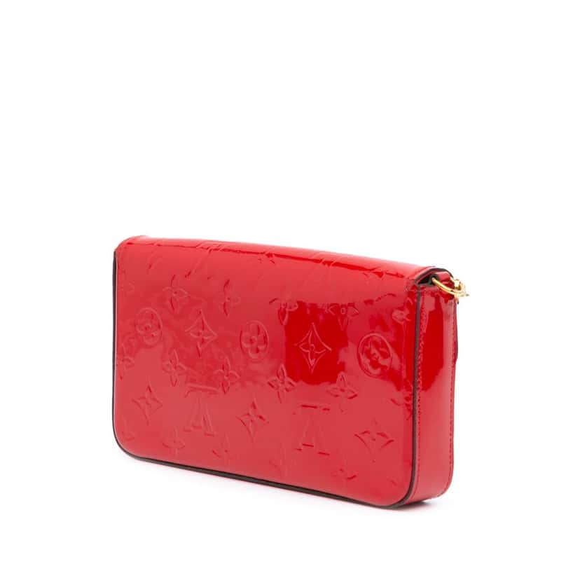 Louis Vuitton Monogram Vernis Pochette Felicie Red Leather Good condition - Back View