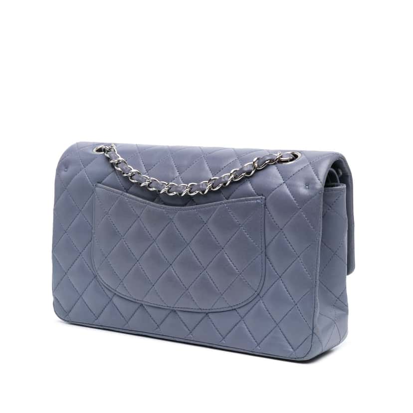 Chanel Medium Classic Lambskin Double Flap Purple Leather Good condition - Back View