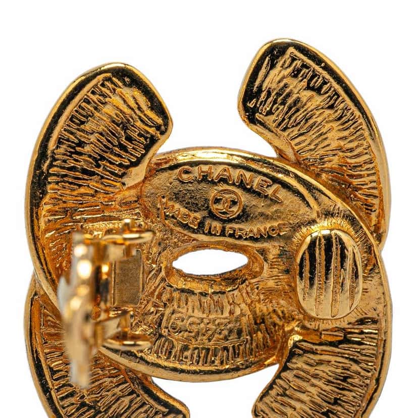 Chanel Gold Plated CC Quilted Clip On Earrings Gold Metal Good condition - Inside View