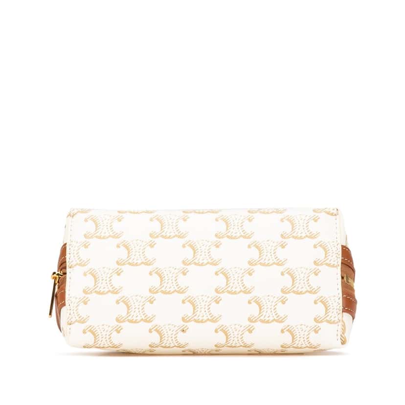 Celine Triomphe Coated Canvas Clutch On Chain White Canvas Good condition - Inside View