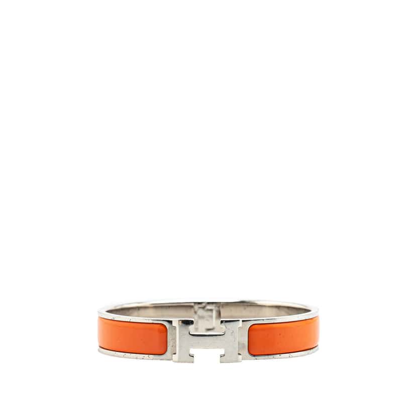 Hermès Narrow Enamel Clic H Bracelet PM Orange Good condition - Front View