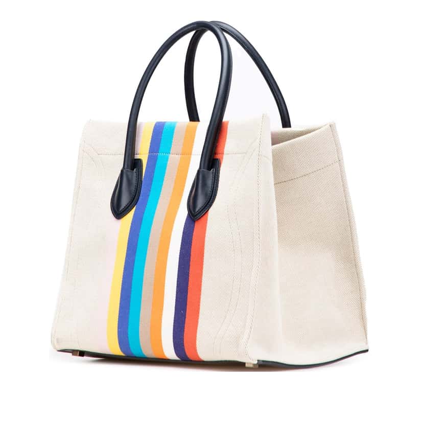 Celine Medium Striped Canvas Phantom Luggage Tote Brown Canvas Good condition - Back View