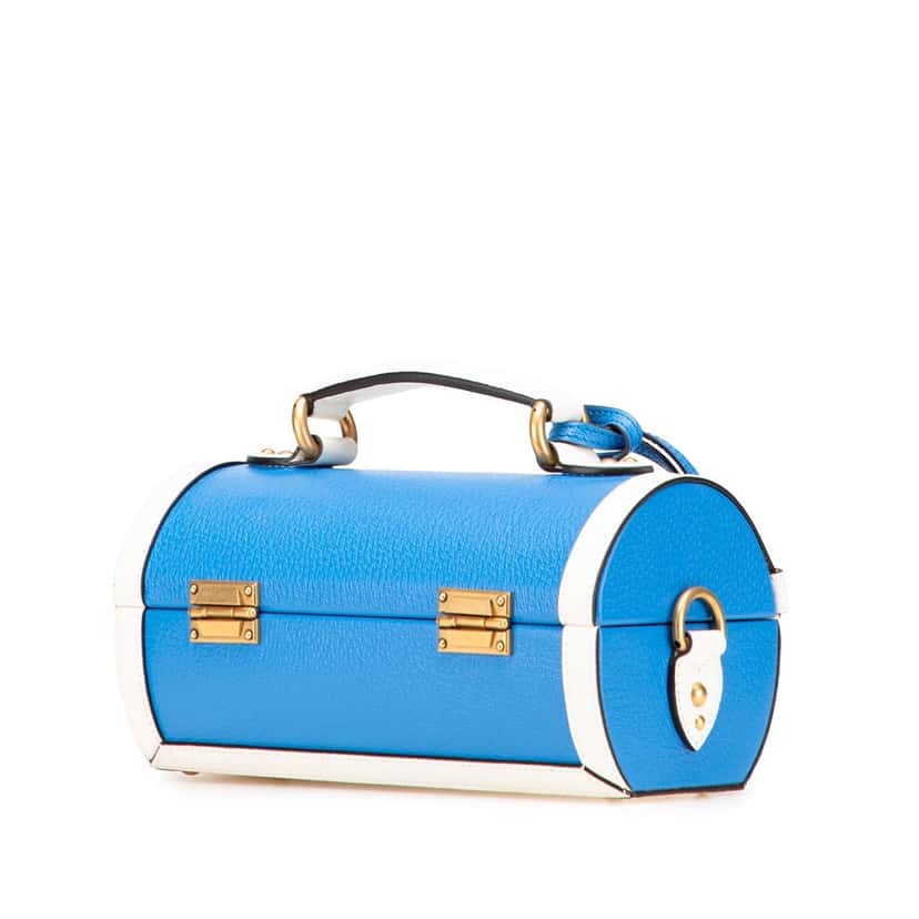 Gucci Adidas Leather Golf Ball Case Blue Leather Good condition - Back View