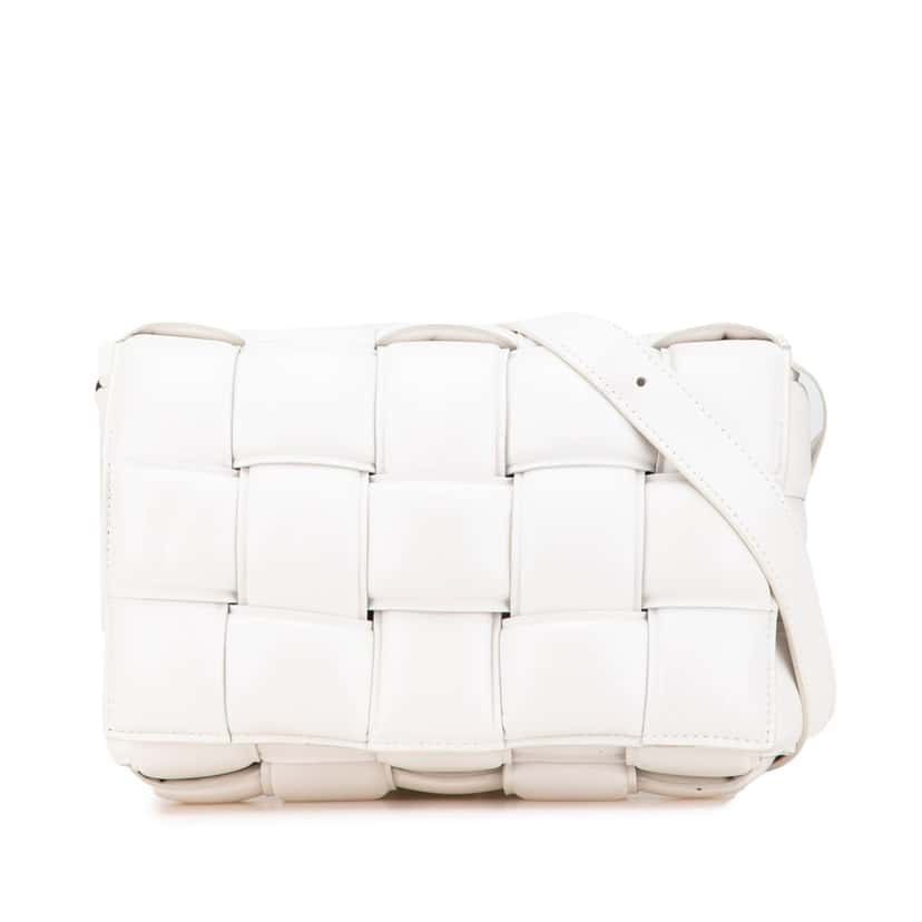 Bottega Veneta Nappa Intrecciato Padded Cassette Crossbody White Leather Good condition - Front View