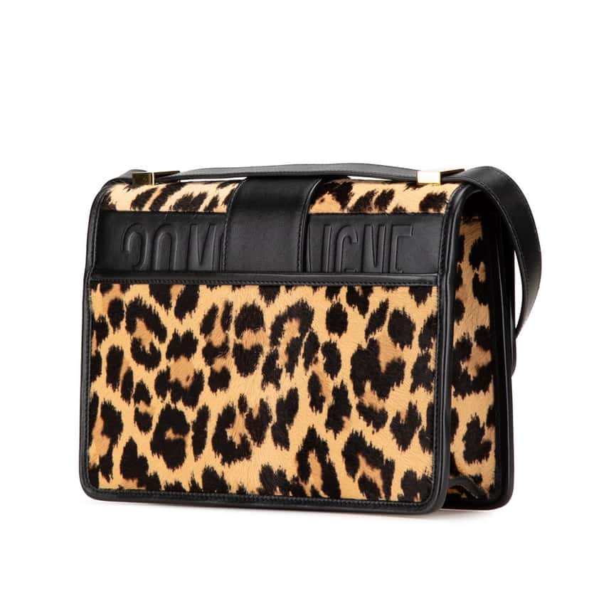 Dior Pony Hair Leopard Print 30 Montaigne Flap Brown Good condition - Back View