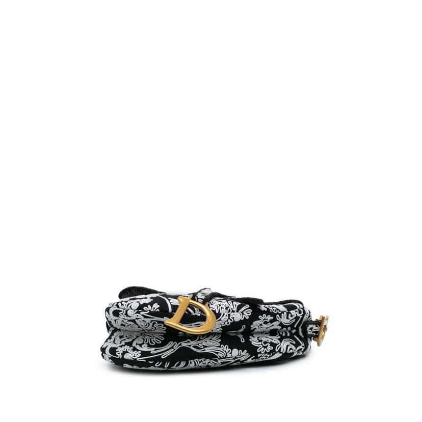 Dior Canvas Embroidered Ornamental Cornely Saddle Bag Black Canvas Good condition - Inside View