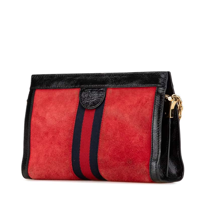 Gucci Small Suede Ophidia Chain Crossbody Red Leather Good condition - Back View