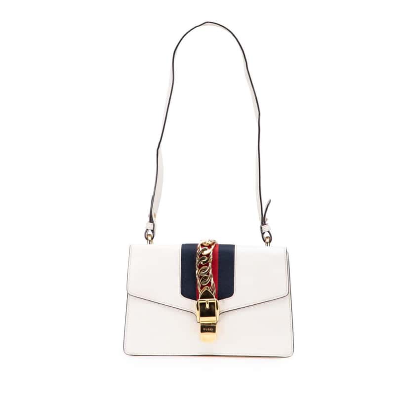 Gucci Small Leather Sylvie Satchel White Leather Good condition - Front View